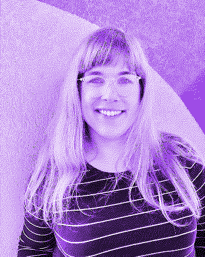 Headshot of Chelsea Thompto,
          she is smiling and the image is
          dithered with a purple hue.